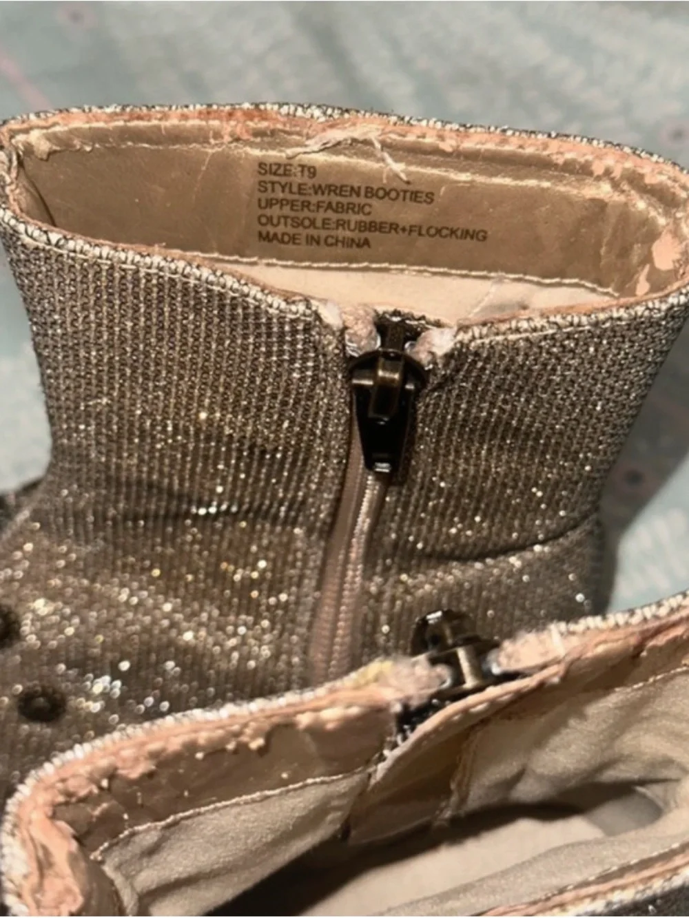 Joyfolie Wren Metallic Taupe Glitter Kids Boots
